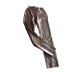 H&M brown faux leather high rise Leggings pants size S